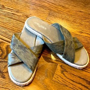 J Slides Womens Reva Green Espadrilles Slide Sandal 8.5 Medium